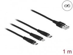 Delock Nabíjecí kabel USB 3 v 1 pro Lightning / Micro USB / USB Type-C, 1 m černá