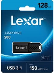 Lexar flash disk 128GB - JumpDrive S80 USB 3.1 (čtení/zápis: až 150/60MB/s)