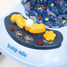 Baby Mix Dětské chodítko Baby Mix s volantem a silikonovými kolečky tmavě modrá