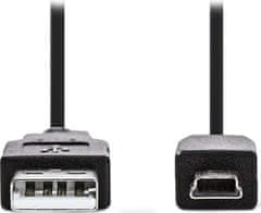 Nedis kabel USB 2.0/ zástrčka USB-A - 5pinová zástrčka mini USB/ černý/ bulk/ 2m