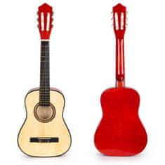 EcoToys Velká dřevěná dětská kytara - 6 strun | červená