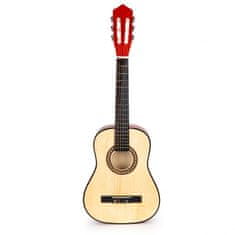 EcoToys Velká dřevěná dětská kytara - 6 strun | červená