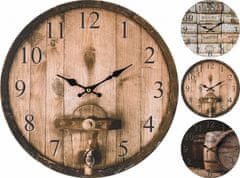 EXCELLENT Nástěnné hodiny KO-Y36901130spun dřevěné 33 cm BISTRO špunty