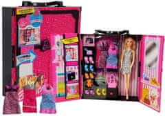 shumee Módní šatní skříň pro panenky, kufr růžový