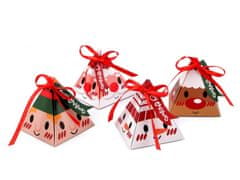 Kraftika 10ks červená mikuláš vánoční dárková krabička pyramida -
