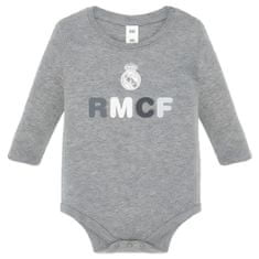 FotbalFans Kojenecké body Real Madrid FC, šedé, dlouhé, 100% bavlna | 3-6 m