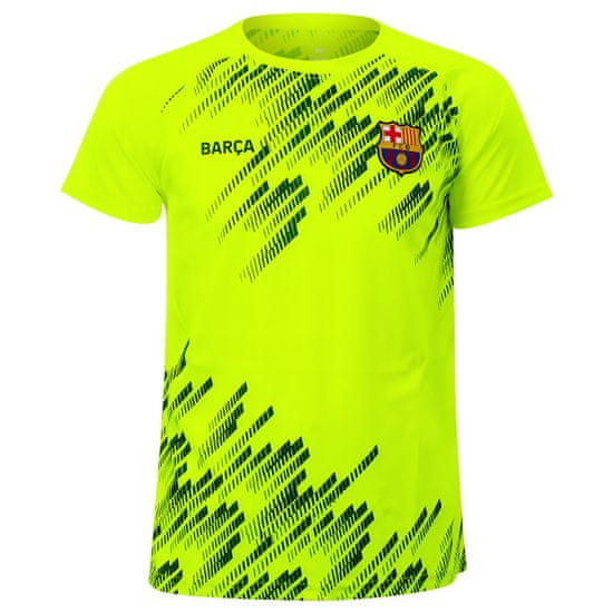 FotbalFans Dětské sportovní tričko FC Barcelona, reflexní žluté, nápis BARCA