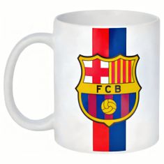 FotbalFans Hrnek FC Barcelona, bílý, keramika, bílý, 300 ml