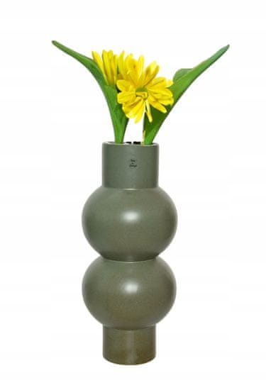 Kaemingk Dekorativní hliněná váza na květiny zelená 43 x 19,5 cm