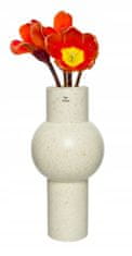 Kaemingk Dekorativní béžová hliněná váza na květiny 38 x 18,5 cm