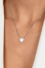Brilio Silver Třpytivý stříbrný náhrdelník Srdce s opálem NCL134W