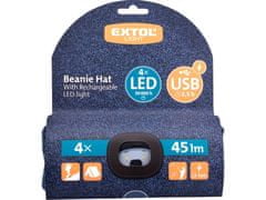 Extol Light Čepice s LED světlem 43463 čepice s čelovkou 4x45lm, USB nabíjení, modrá/černá, univerzální velikost