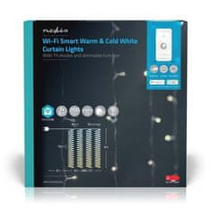 Nedis Vánoční osvětlení SmartLife LED, Wi-Fi, Teplá až studená bílá, 200 LED, 3 m, Android / IOS