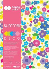 Blok dekoračních papírů Summer A4, 170 g / m2, 20 listů, 5 odstínů, Happy Color