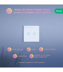 Nous Nous LZ2 Zigbee Smart Dotykový Světelný Vypínač 2 kanály