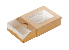 EcoRevolution Papírový box / krabička EKO na jídlo 100x80x30 mm hnědý s okénkem bal/50 ks Balení: 50