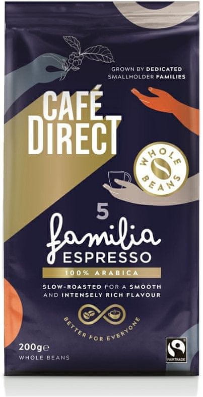 Levně Cafédirect Familia Espresso SCA 82 zrnková káva 200 g