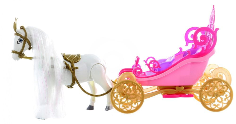 Levně Lamps Kočár s koněm pro panenky na baterie