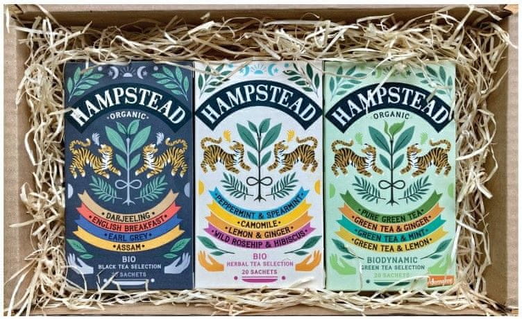 Levně Hampstead Tea London dárková krabička selekce bylinných, zelených a černých čajů 60 ks