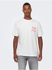ONLY&SONS Bílé pánské tričko s krátkým rukávem ONLY & SONS Pink Floyd S