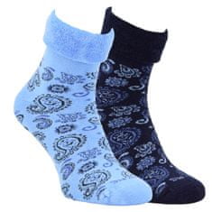 OXSOX OX SOX dámské froté ohrnovací vzorované bambusové ponožky 6501623 2pack, stříbrná/černá, 35-38