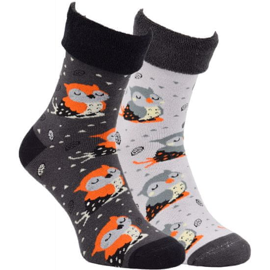 OXSOX OXSOX dámské barevné bavlněné froté ponožky se sovičkami 6501823 2pack