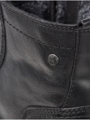 Jack&Jones Černé pánské kožené zimní kotníkové boty Jack & Jones Russel 44