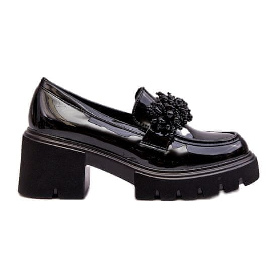 SWEET SHOES Dámská lakovaná obuv s ornamentem černá