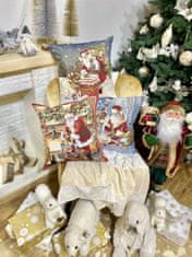 Dům Vánoc Gobelínový vánoční povlak na polštář s motivem Santa s dárky 45x45 cm