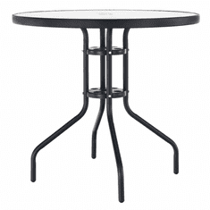 KONDELA Jídelní stůl vhodný, černá ocel / temperované sklo, BORGEN TYP 2