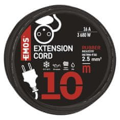 Emos Venkovní prodlužovací kabel 10 m / 1 zásuvka / černý / guma-neopren / 230 V / 2,5 mm2