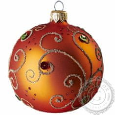 Decor By Glassor Vánoční koule oranžová kamínky (Velikost: 8)