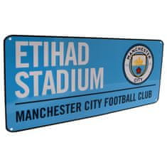 FotbalFans Plechová cedule Manchester City FC, modrá, 40x18cm