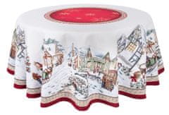 Dům Vánoc Gobelínový vánoční ubrus s motivem Předvánoční čas kulatý 137 cm
