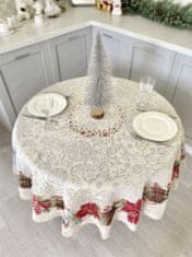 Dům Vánoc Gobelínový vánoční ubrus s motivem Vánoční hvězda kulatý 160 cm