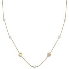 Liu.Jo Dlouhý pozlacený náhrdelník s perlami a logy Fashion LJ2095
