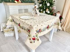 Dům Vánoc Gobelínový vánoční ubrus s motivem Zimní ptáčci 137x137 cm