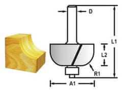 Makita žlábková fréza s ložiskem D22,2x12,7x55,6 mm, S=8 R4,8 (D-48614)