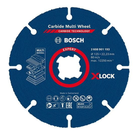 BOSCH Professional víceúčelový řezný kotouč EXPERT Carbide Multi Wheel X-LOCK 125 mm, 22,23 mm (2608901193)