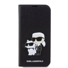 Karl Lagerfeld  PU Saffiano Karl and Choupette NFT Book Pouzdro pro iPhone 14 Pro Black