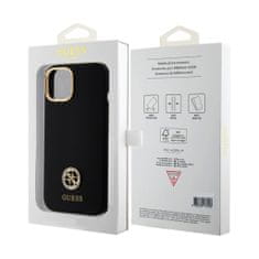 Guess  Liquid Silicone 4G Strass Metal Logo Zadní Kryt pro iPhone 15 Black