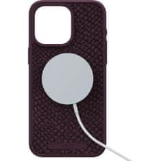 NJORD Salmon Leather kryt s Magsafe pro iPhone 15 Pro Max, modrý EOL Vínově červená