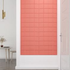 Vidaxl Nástěnné panely 12 ks růžové 60 x 15 cm samet 1,08 m²