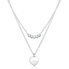 JVD Stříbrný dvojitý náhrdelník Srdíčko SVLN0380X61BI45