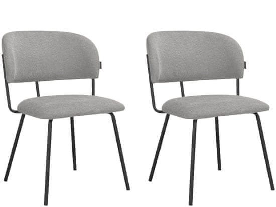 Danish Style Jídelní židle Claudia (SET 2 ks), textil, světle šedá