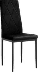 Danish Style Jídelní židle Melly (SET 4 ks), samet, černá