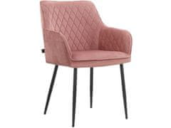 Danish Style Jídelní židle Elvira (SET 2 ks), samet, růžová