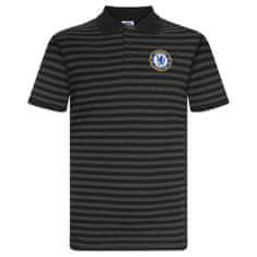 FotbalFans Polo Tričko Chelsea FC, vyšitý znak, černá a šedá | XL