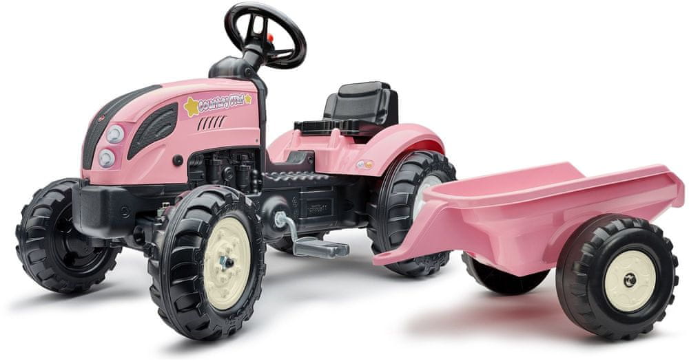 Levně Falk Šlapací traktor Country Star s valníkem růžový