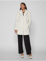 VILA Krémový dámský zimní kabát z umělého kožíšku VILA Viebba XL